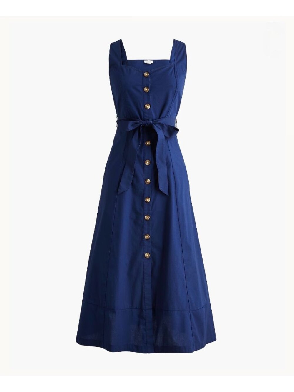 NWT J. Crew Navy Button-Front Belted Midi Dress - Size: 8